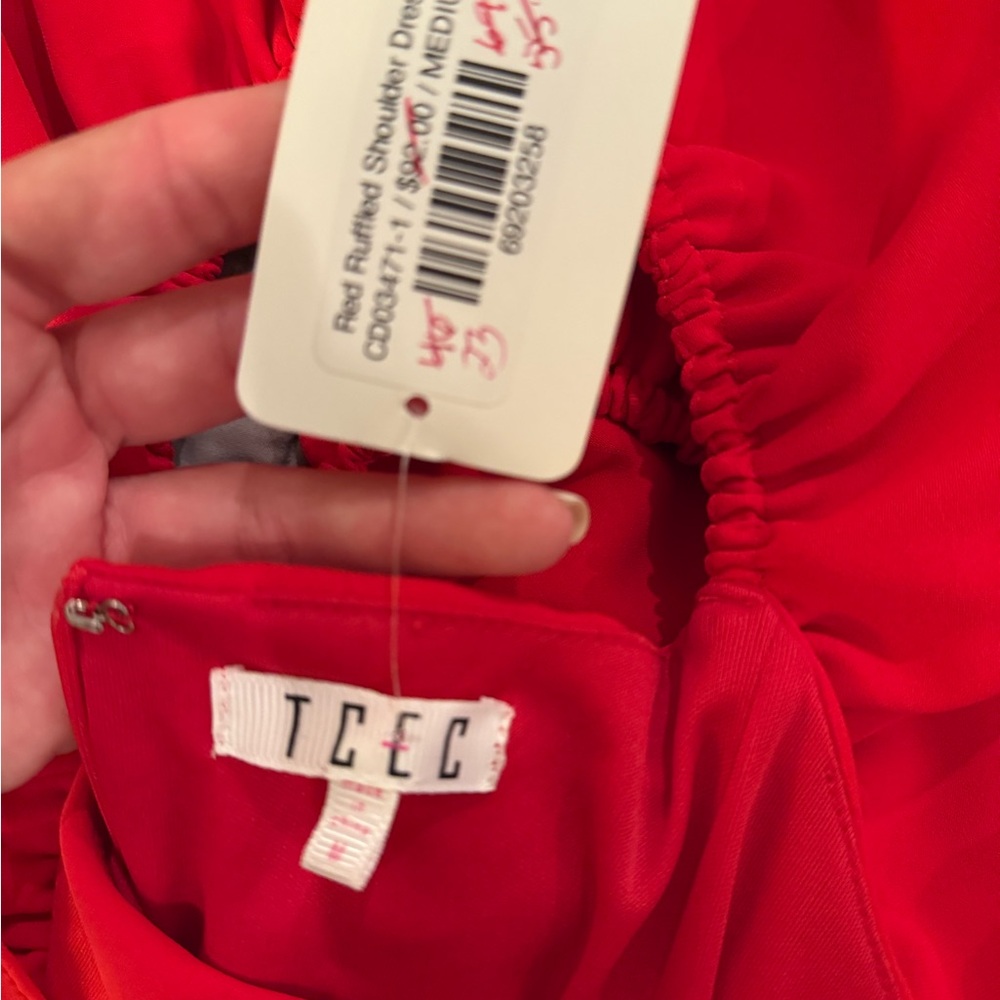 Red Ruffled Sleeveless Cocktail Dress - Picture 2 of 2